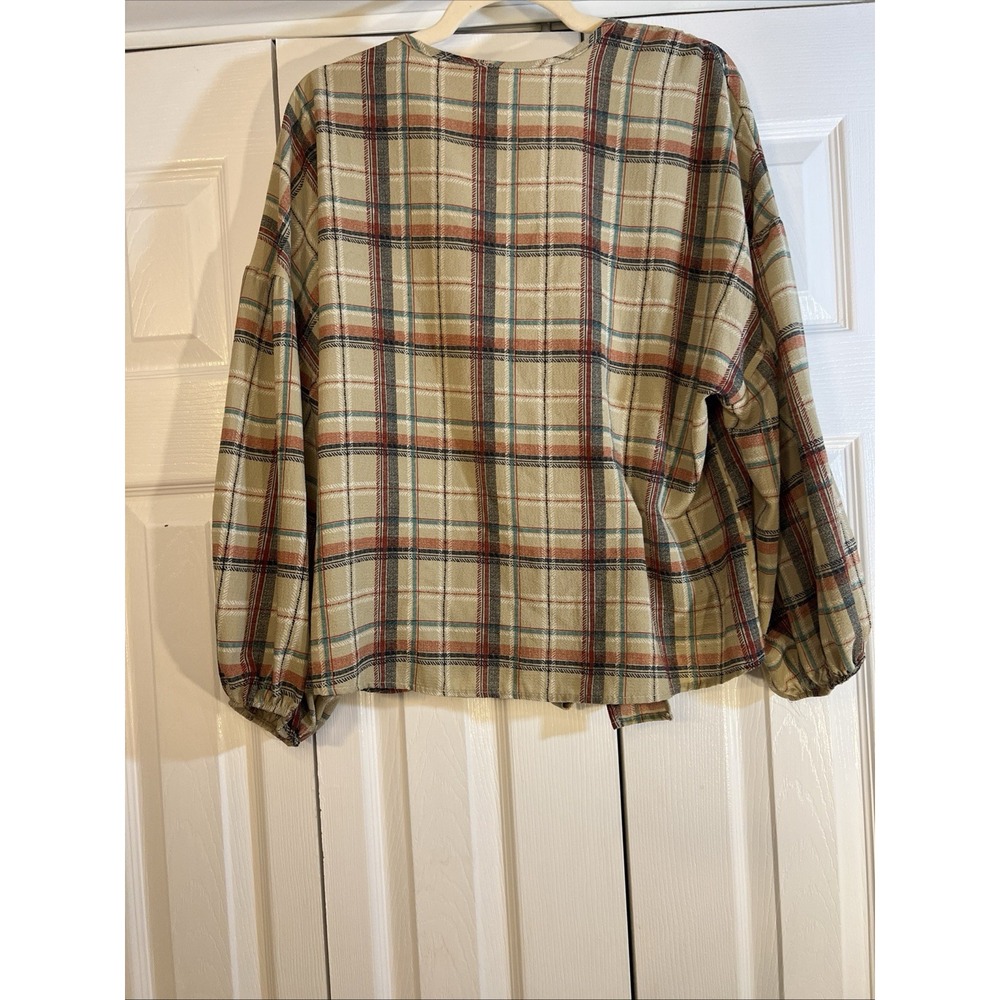 Blu Pepper Womens Striped Tie‎ Front Shirt Top Size Medium Long Sleeve